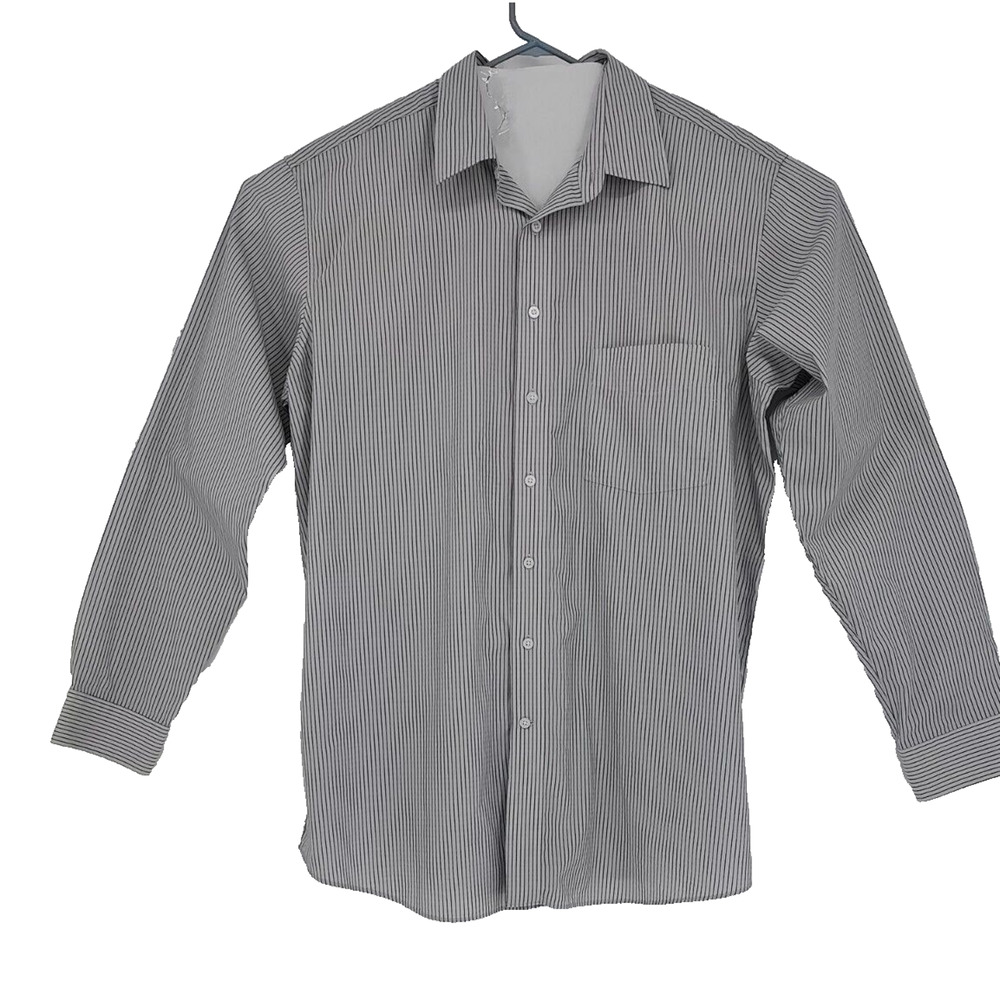 Castagne Men's Gray Stripe Long Sleeve Dress Shirt Size XLT Button Up Pocket